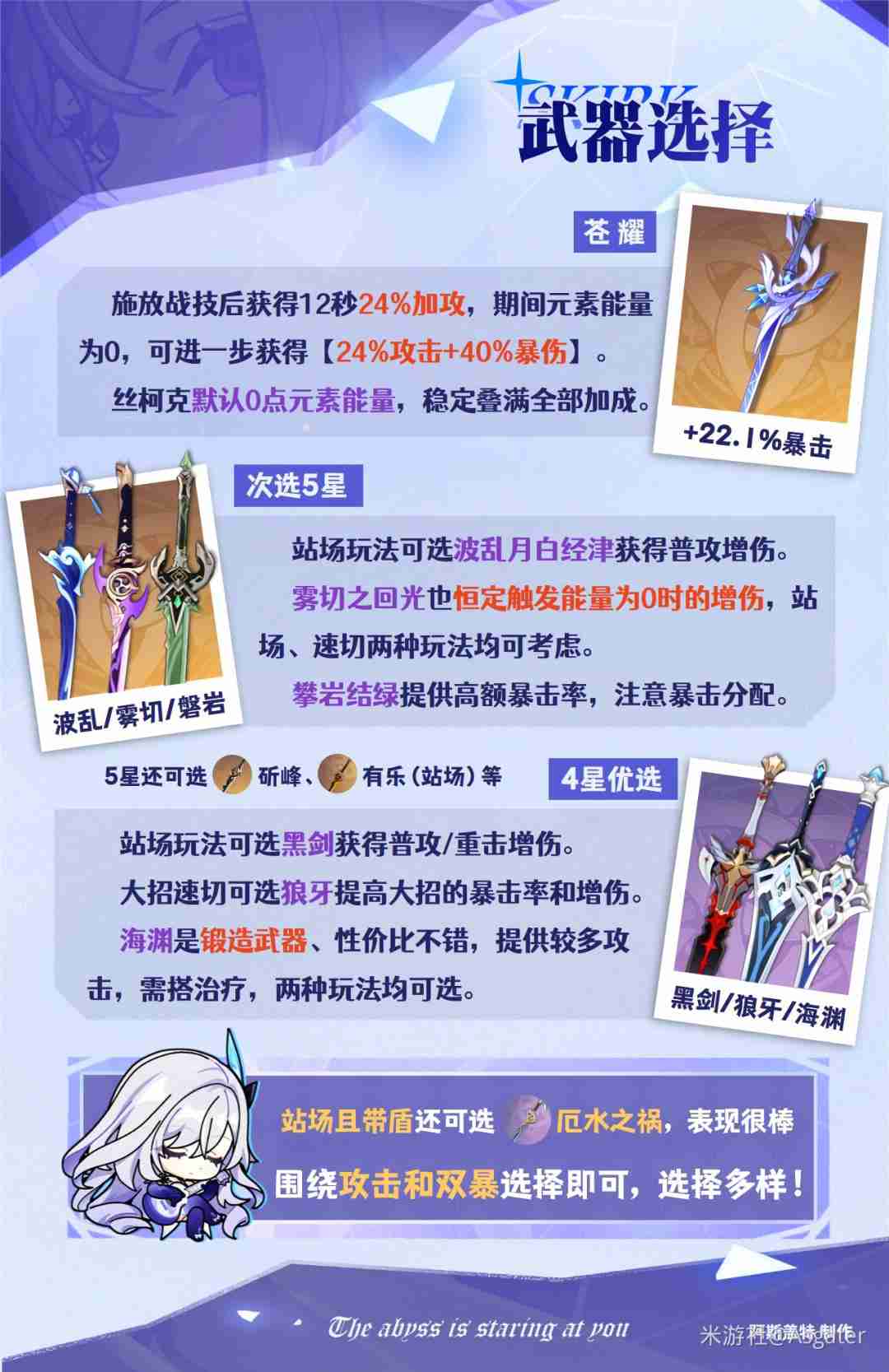 原神丝柯克武器推荐