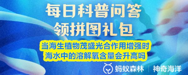 当海生植物茂盛光合作用增强时海水中的溶解氧含量会升高吗