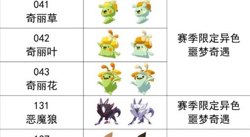 洛克王国：世界 第一赛季异色精灵一览