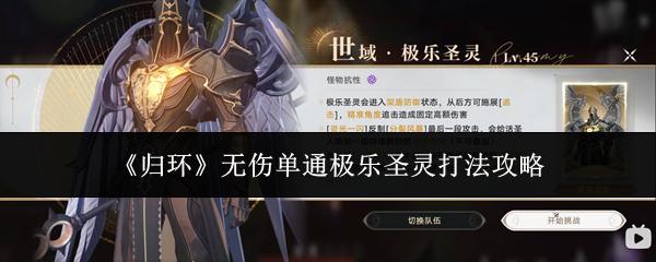 归环 无伤单通极乐圣灵打法攻略