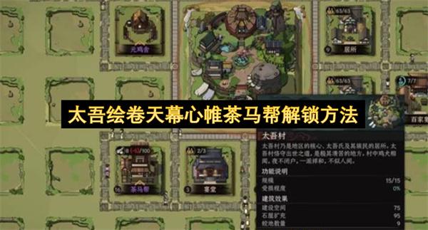 太吾绘卷天幕心帷茶马帮解锁方法
