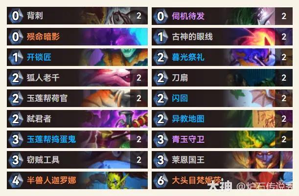 炉石传说逃离紫罗兰监狱二费贼卡组推荐